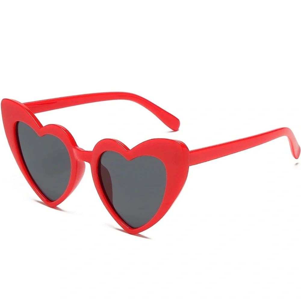Red Heart Shaped Sunglasses Vintage Swifies Cat Eye Mod Retro Elton John